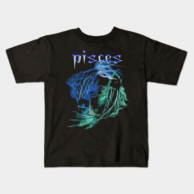 pisces fish astrology zodiac art design Kids T-Shirt by starchildsdesigns